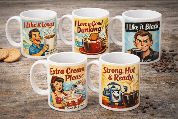 Cheeky Retro Coffee Mug | Funny British Humour Tea Cup | Vintage Style Innuendo Mug | Novelty Gift for Him or Her