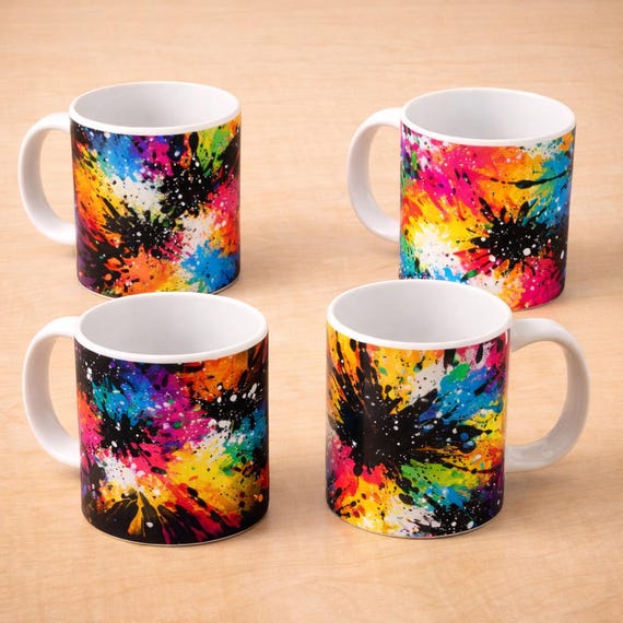 Colour Splash Abstract Art Mug set of 4
