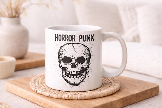Horror Punk Skull Coffee Mug | Gothic Music Gift