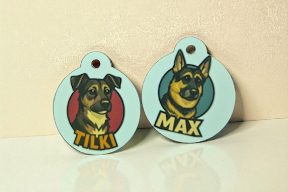 Custom Cartoon Pet ID Tag – Personalized Dog & Cat Portrait