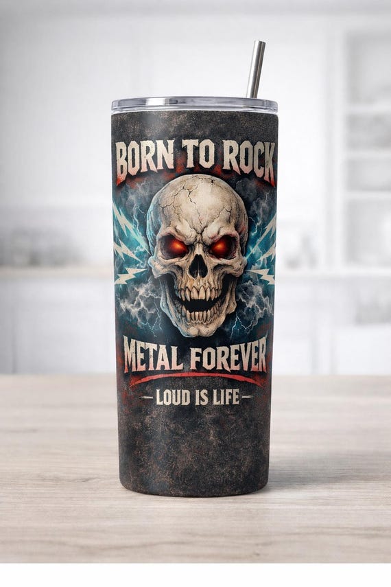 Skull Rock Music Tumbler | 20oz Insulated Metal Cup