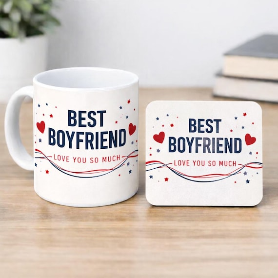 Boyfriend Mug & Coaster Set – Valentine's Day Gift.