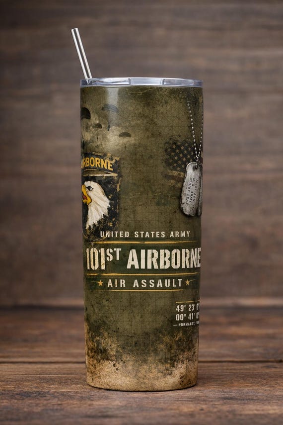 101st Airborne Air Assault Tumbler: US Army Veteran Paratrooper Normandy Design