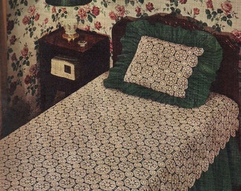 1959 Vintage Crochet Bedspread and Pillow Front Pattern, "Trianon", Motif Crochet