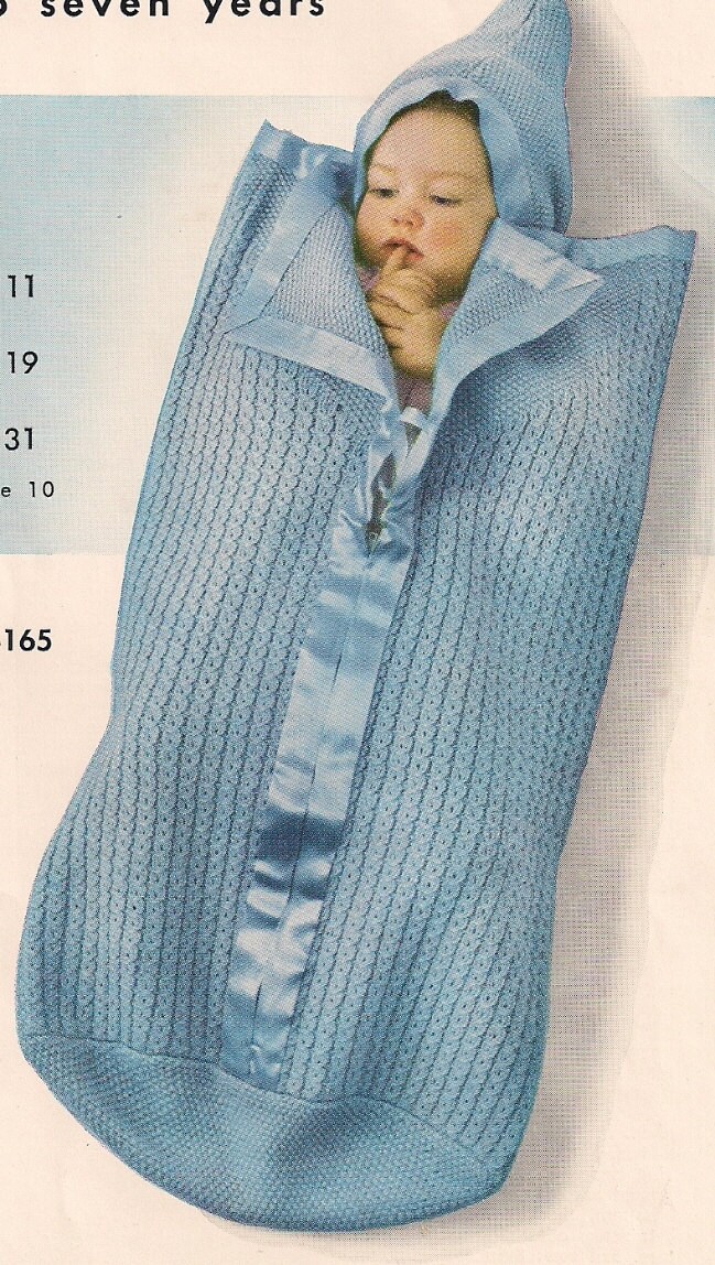 1953 Vintage Knit Baby Bunting Pattern, PDF, Knitting