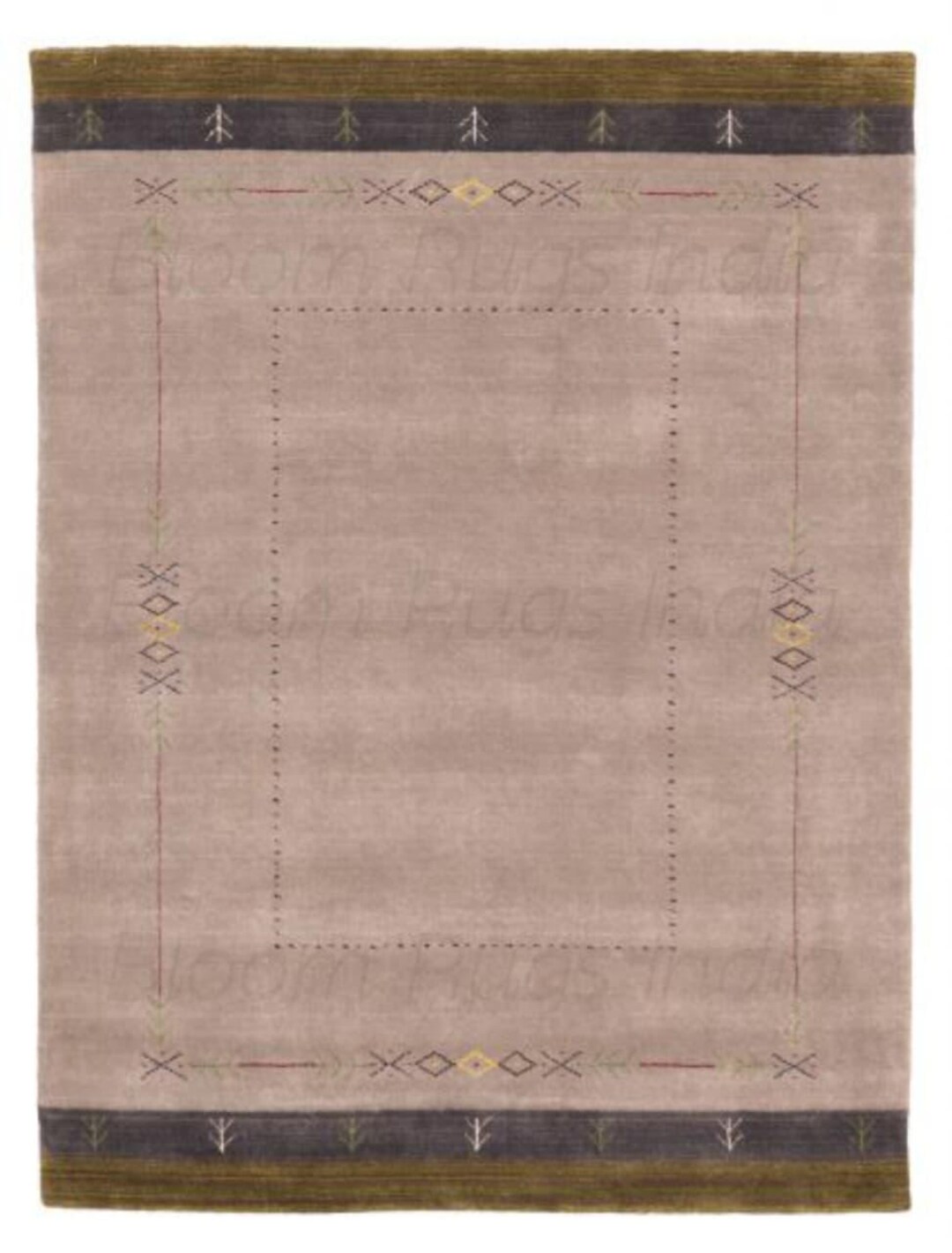 Handloom Beige Gabbeh Wool Rug Minimal Border Handmade Wool Area Rug ...