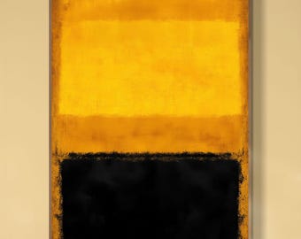 Abstract Color Field Oil Painting, Mustard Yellow Black Wall Art, Rothko Inspired Canvas, Minimalist Modern Artwork, Vertical Textured Decor