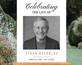 Editable Funeral Welcome Sign: Celebration of Life Memorial Poster (Canva Template Digital Download)