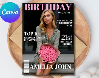 Custom Vogue Style Magazine Template: Personalized Birthday Gift (5x7, Digital Download)