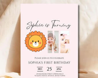 Editable First Birthday Invitation, Minimalist Boho Template (Digital Download)