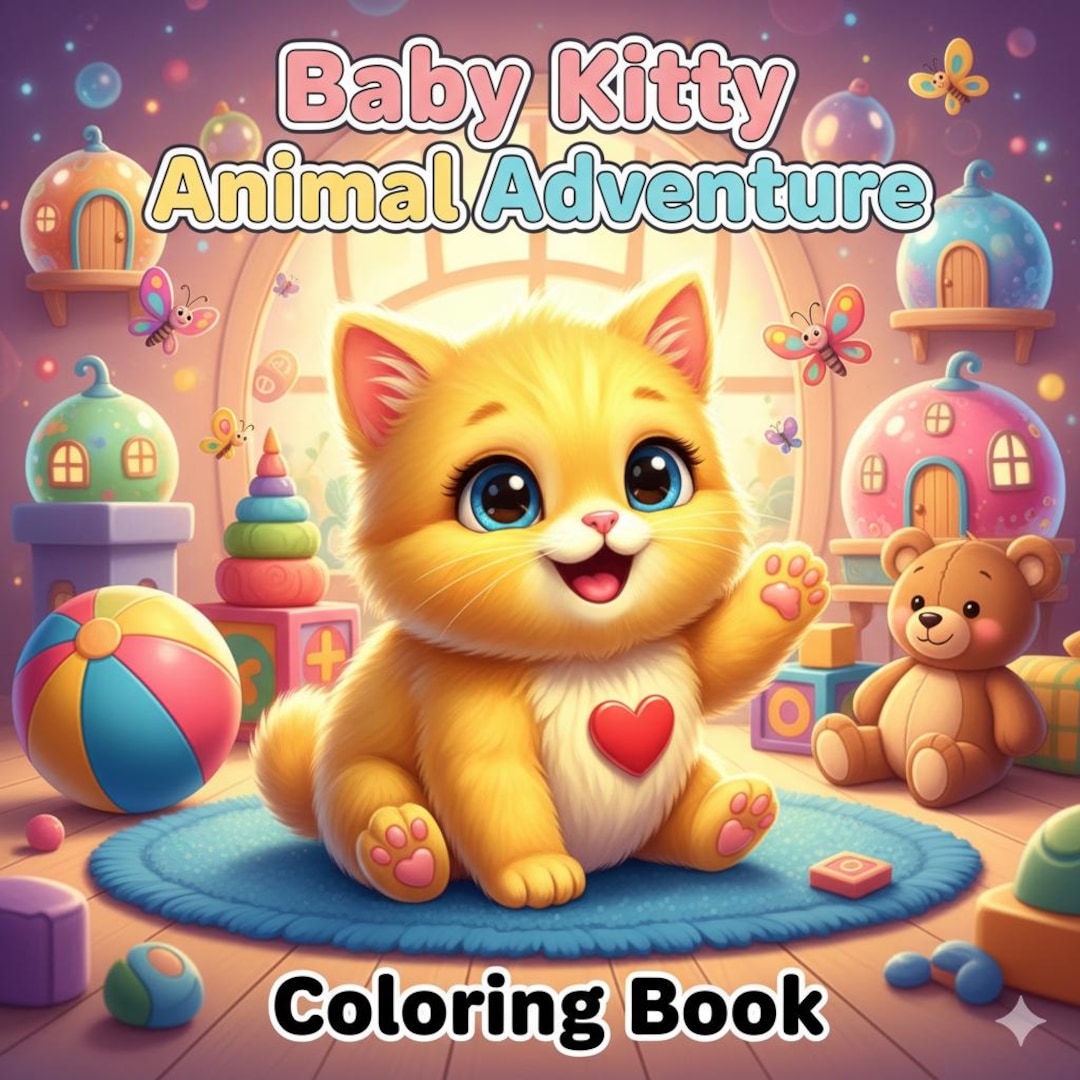 Baby Kitty Coloring Book for Kids Animal Adventures 25 Fun Pages - Etsy