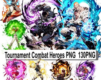 Tournament Combat Heroes PNG Pack – 130 Dynamic Arena Fighters & Martial Arts Legends