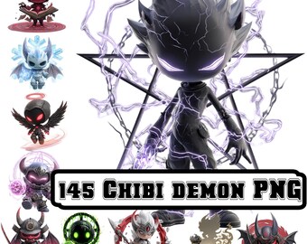 Chibi Demon PNG Bundle – 148 Dark Demon Characters Clipart High Resolution