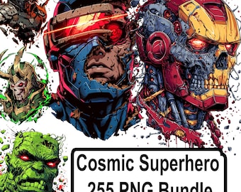 Cosmic Superhero PNG Bundle 255 Designs – Energy Corrupted Characters, Comic Style Fantasy Clipart