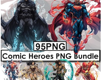 Ultimate Comic Hero Alliance PNG Bundle | Legendary Super Team Action Characters