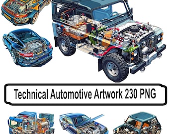 Transparent Engine Car PNG | Semi X-Ray Vehicle Illustration | Automotive Mechanical Cutaway Design