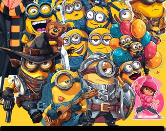 Funny Yellow Cartoon Crew – Cute Character PNG Set