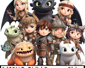 Chibi How To Train Your Dragon Rider PNG Bundle