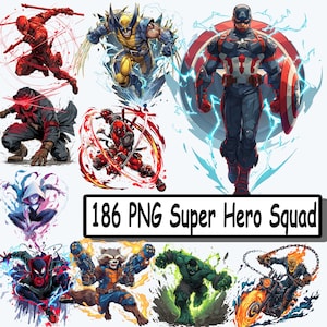 Ultimate Super Hero Squad PNG Bundle | Epic Power Team Action Characters