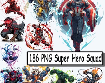 Ultimate Super Hero Squad PNG Bundle | Epic Power Team Action Characters