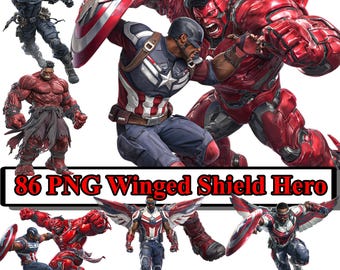 Winged Shield Hero – Patriotic Sky Guardian PNG Bundle