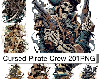 Cursed Pirate Crew PNG Pack – Epic Phantom Sea Warriors Clipart Bundle 201 Transparent PNG
