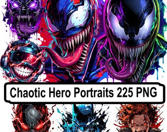 Chaotic Hero Portraits PNG Pack – 225 Comic Style Faces & Insane Expression Collection