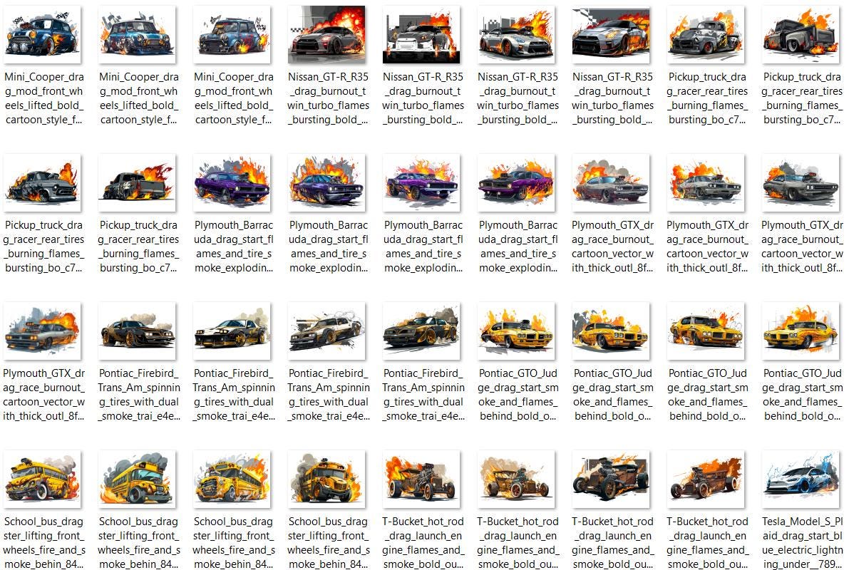 Iconic Drag Racing Car – High Octane Muscle PNG Clipart Set - With ...