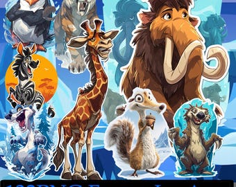 Funny Ice Age Style Animals PNG Set