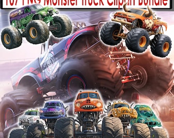 Monster Truck Clipart Bundle - Clean PNG