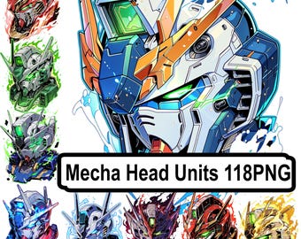 Mecha Head Units PNG Bundle – Detailed Robot Helmets, Sci-Fi Designs (118 Files)