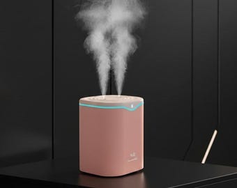 Modern Mist Humidifier, Portable Two Spray Cool Mist Humidifier Maker for Office & Bedroom, Air Moisturizer, Minimalist Gift