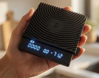 Balanza de café Timemore Black Mirror Mini / Balanza para espresso de vertido con medidor de flujo y temporizador / Precisión de 0,1 g con almohadilla aislante del calor
