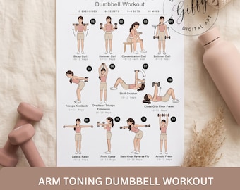 Arm Toning Dumbbell Workout Printable PDF, Beginner Arm Workout Plan for Women, Toned Arms Exercise Chart, Fitness Planner, Instant Download