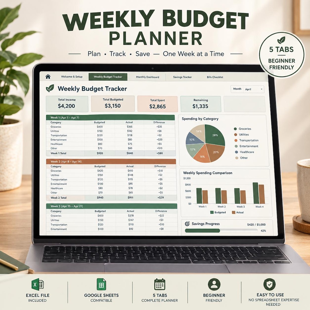 Weekly Budget Planner Excel Template | Paycheck & Biweekly Budget ...