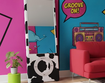 Giant Cow Print iPod Mirror – Handmade Retro Wall Art