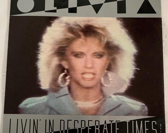 Vintage Olivia Newton John Livin in Desperate Times 7" 45 Vinyl Record