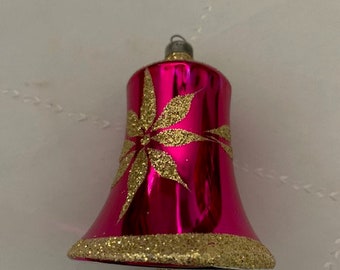 Magenta Glass Bell Christmas Ornament