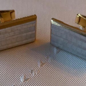 Vintage Retro Mid Century Mens Jewelry Rectangle Cufflinks Silver and Gold
