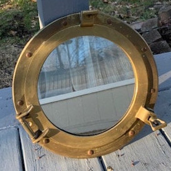 Vintage Maritime Nautical Ship Boat Wall Mirror Brass Porthole Mirror