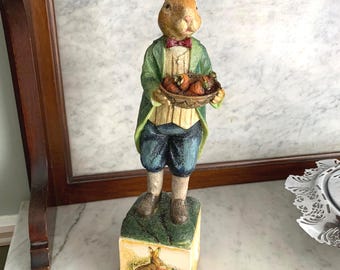 Vintage Holiday Easter Gentleman Bunny Rabbit Figurine. Fitz and Floyd Jardin Collection