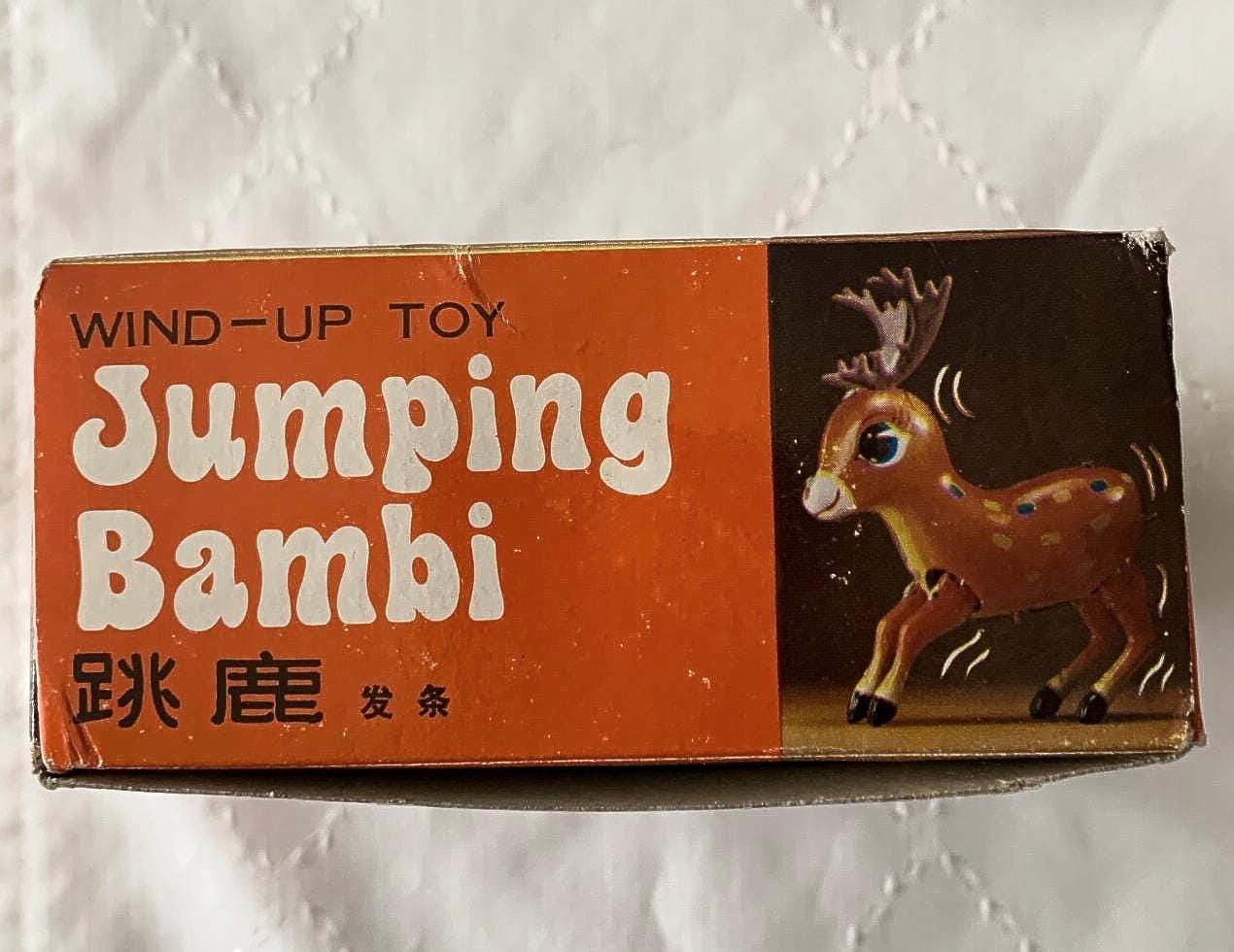 Vintage Jumping Bambi “cerf Sautant” Tin Toy – Original Box