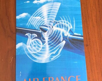Vintage Metal Wall Sign of Air France (Dans Tous Les Ciels) 1948 Poster