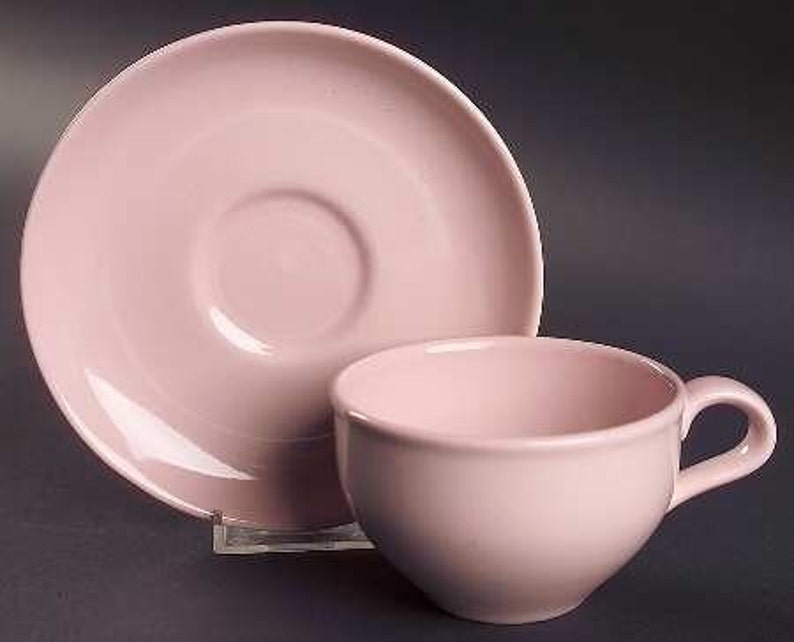 Russel Wright Iroquois Pink Sherbet Cup Saucer image 1