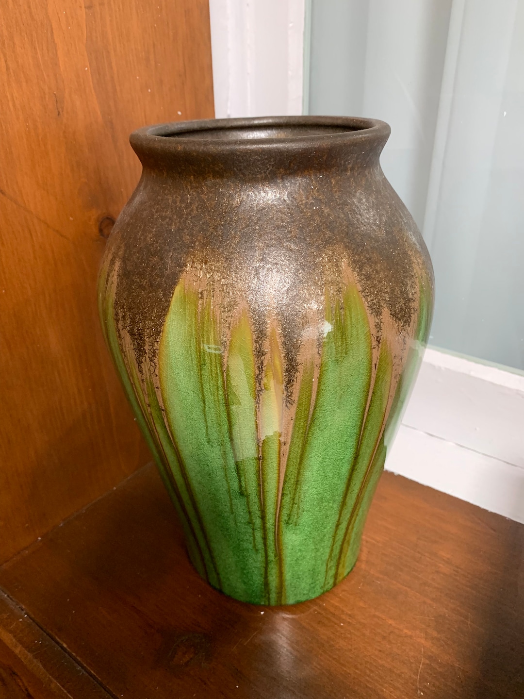 Green and Brown Drip Glaze Vase - Etsy