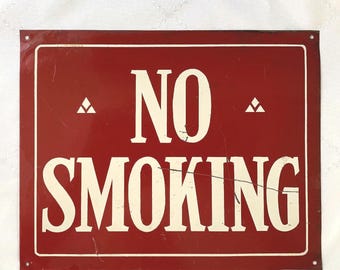 Vintage Mid Century Metal No Smoking Sign
