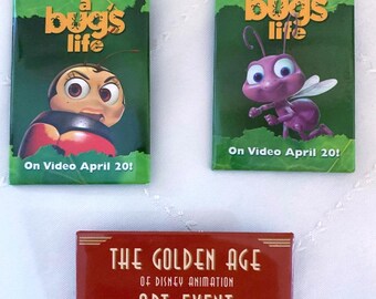 Collectible Disney's Cast Member Disney Movie Pinback Promo Advertising Pin Set - Mint