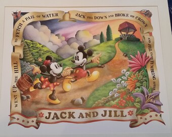 Mickey Mouse Minnie Mouse "Jack and Jill"  Official Disney Cast Member Exclusive Commemorative Lithograph Print