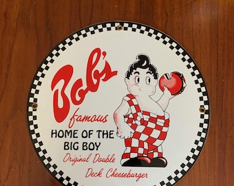 Bob's Big Boy Double Deck Cheeseburger Vintage Metal Sign