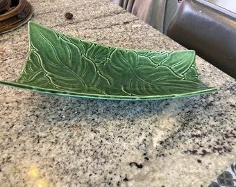 Vintage dark green tropical decorative platter